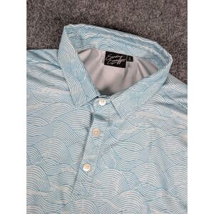 Sunday Swagger Polo Shirt Mens XL Blue Waves AOP Golf‎ Performance
